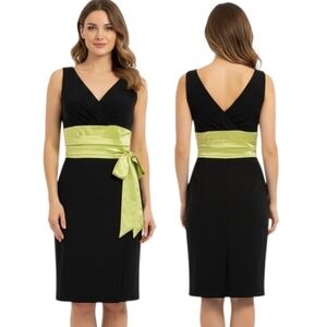 KAY UNGER Black V-neck Sleeveless Cocktail Dress - Size 8